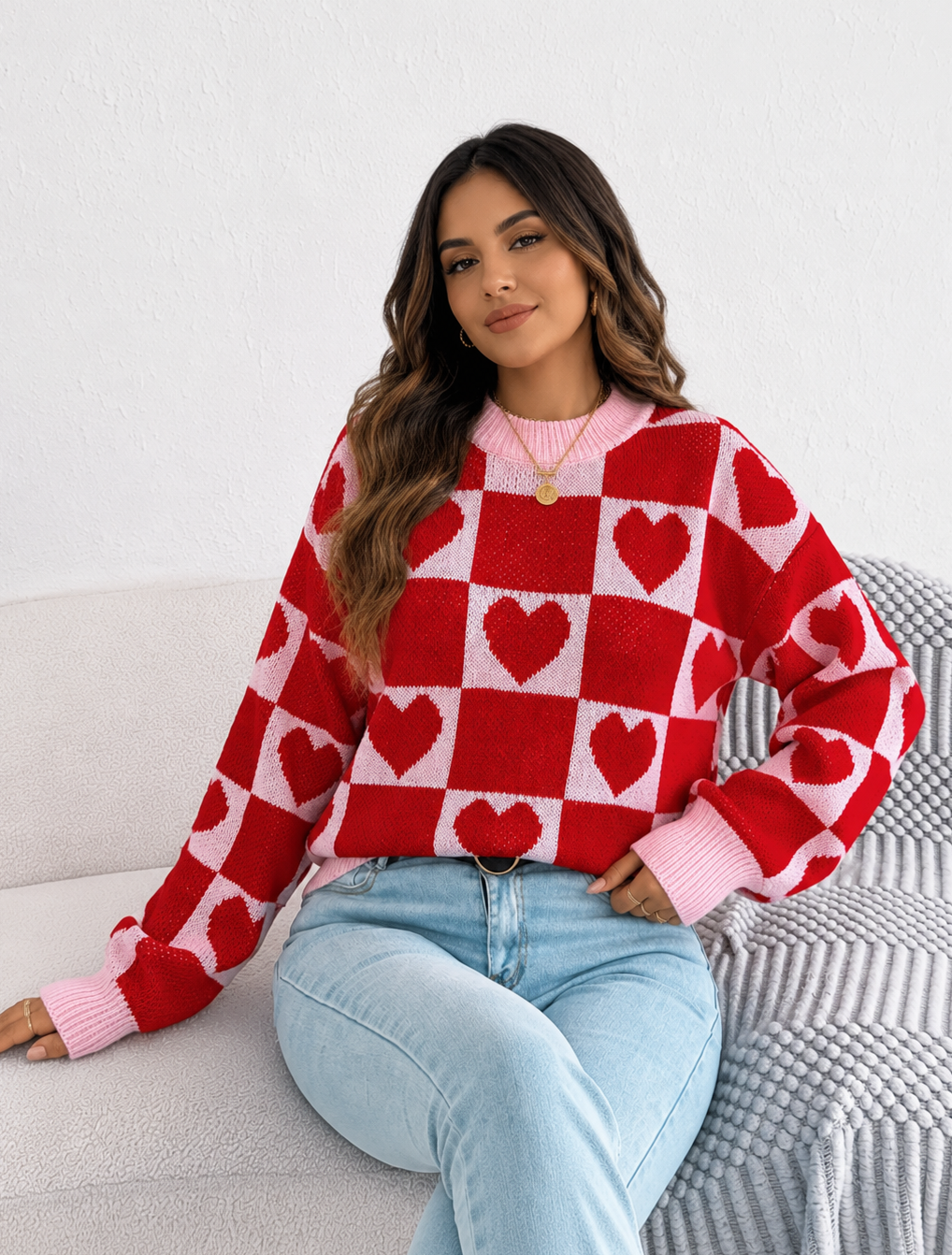 0055 Abrigo Cuadros y Corazones