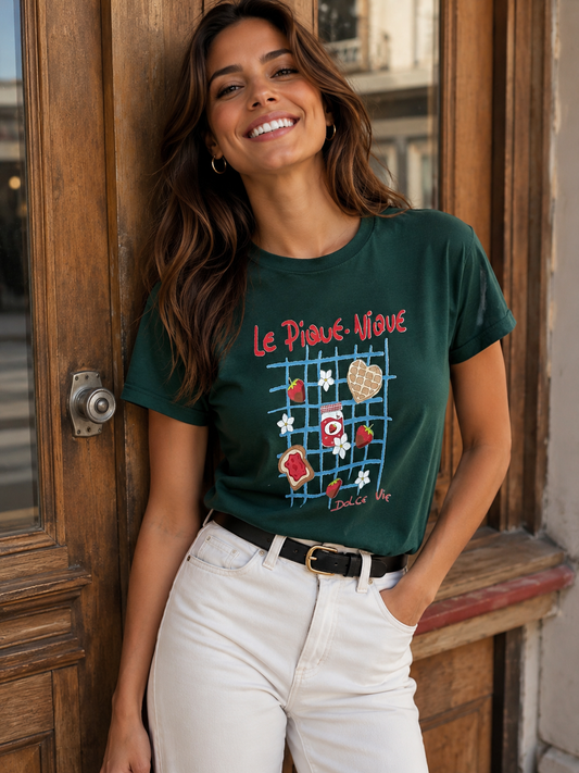 00823 Blusa Le Pique Nique Verde Oscuro