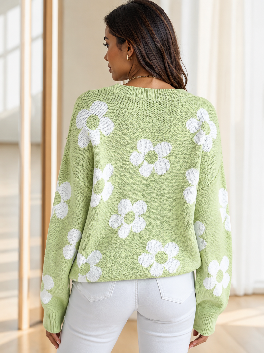 0091  Abrigo verde con flores