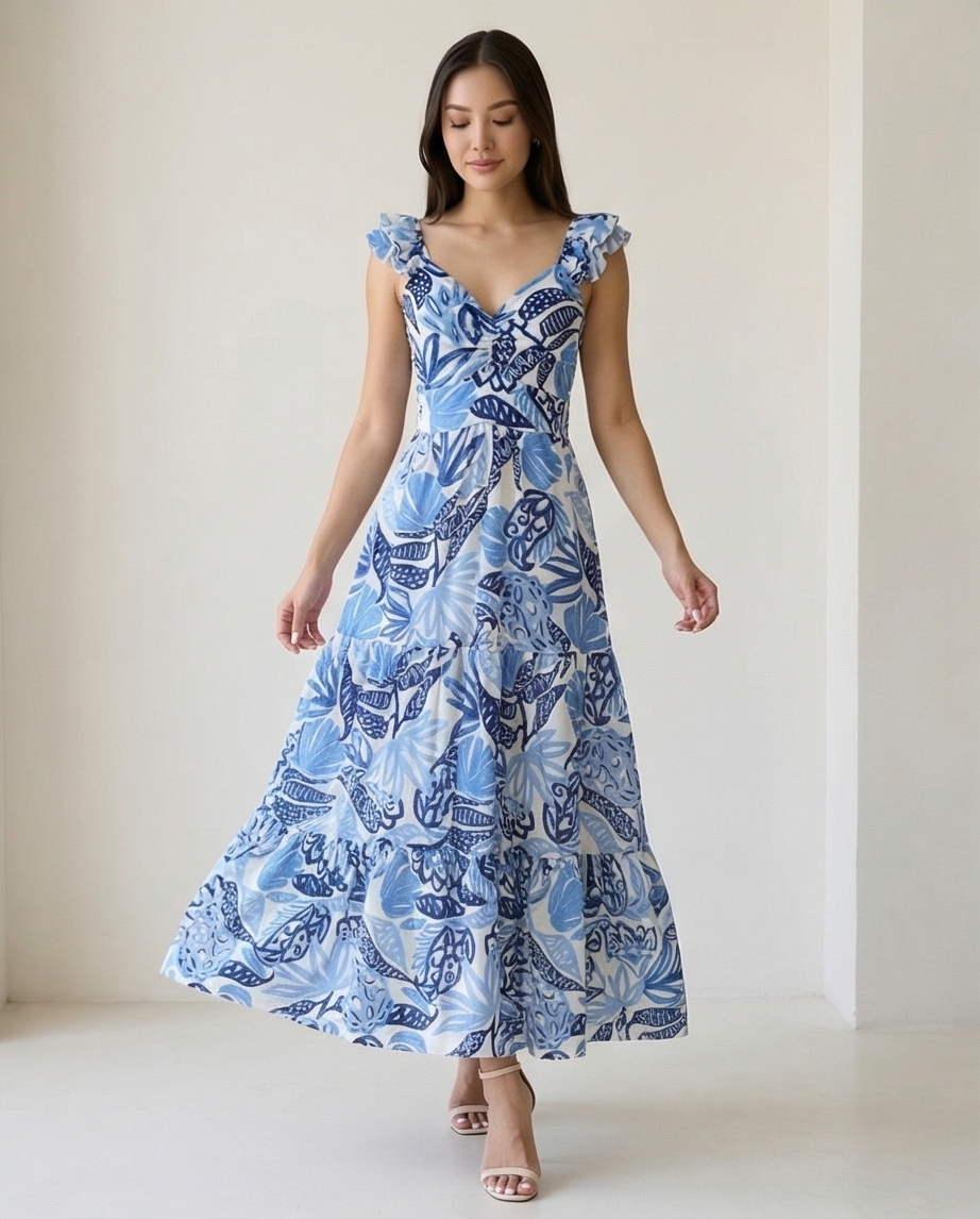 00590 Maxi Dress Micaela Celeste Azul