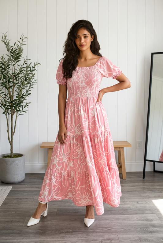 /336 Maxi Vestido Nela Rosado