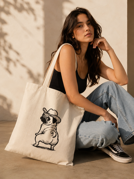 00381 Tote Bag Pug( tela gruesa )