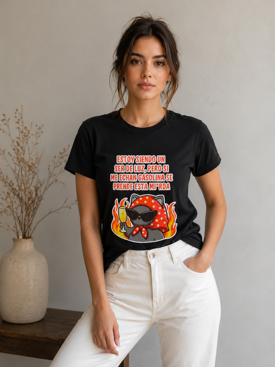 00553  Blusa Gato Ser de Luz Negra