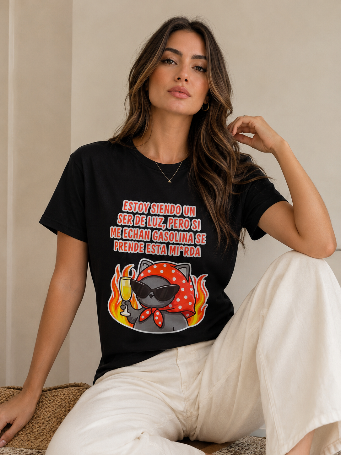 00553  Blusa Gato Ser de Luz Negra