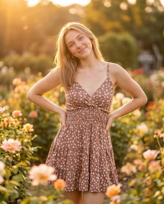 00852  Vestido Louise   café flores
