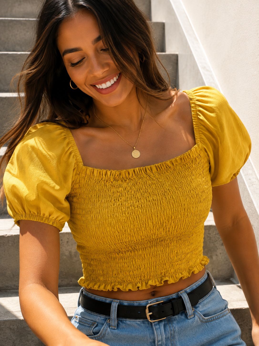 00718 Crop Top Monterrosa Amarillo