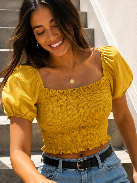 00718 Crop Top Monterrosa Amarillo