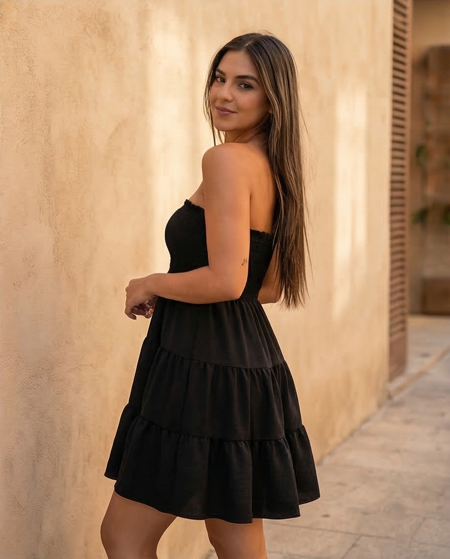 00818 Vestido Strapless Negro