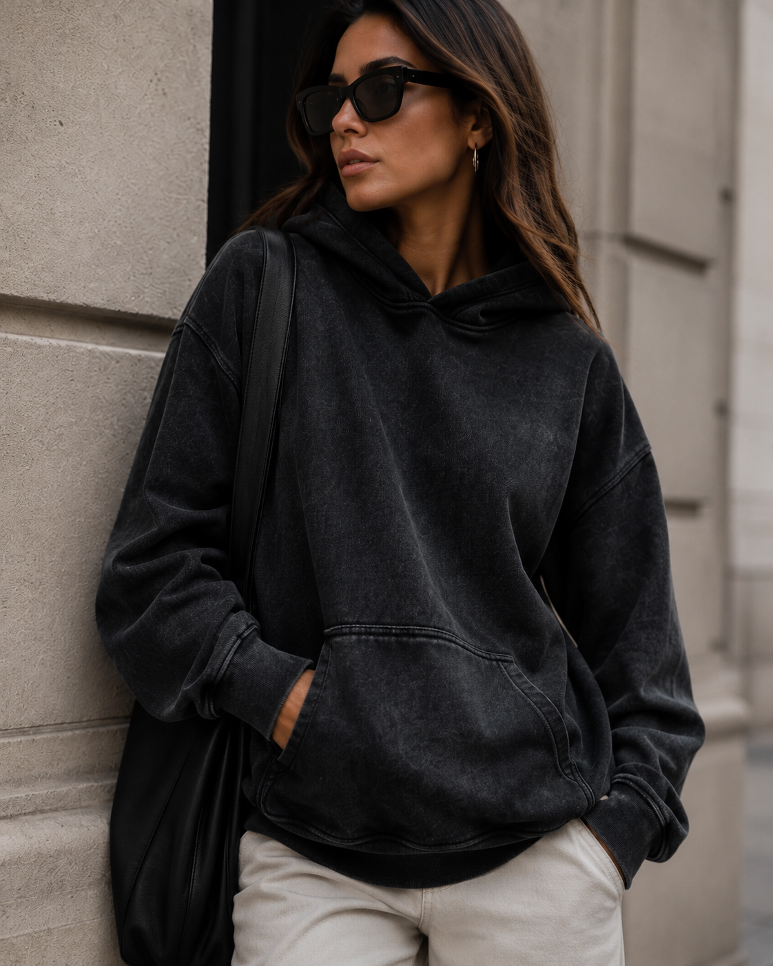 00201 Hoodie Acid Wash Negro