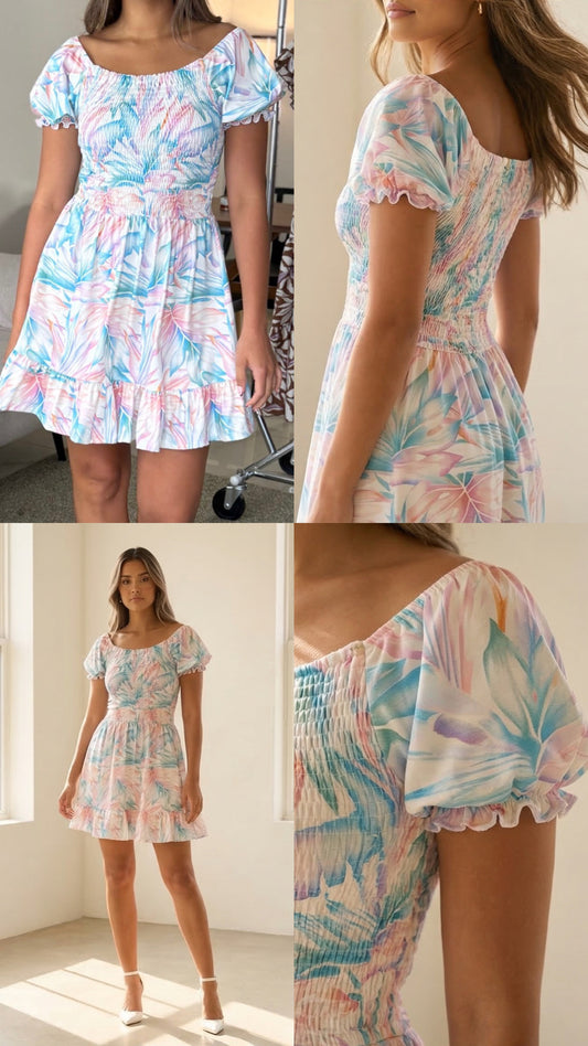 00851 Vestido Susana estampado pastel