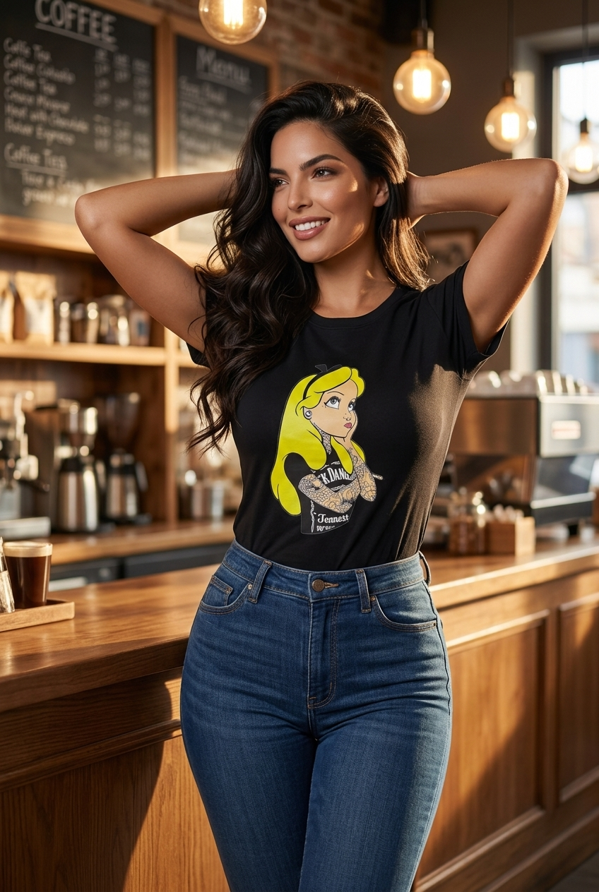 0017 Blusa  Negra Alicia Tatuada