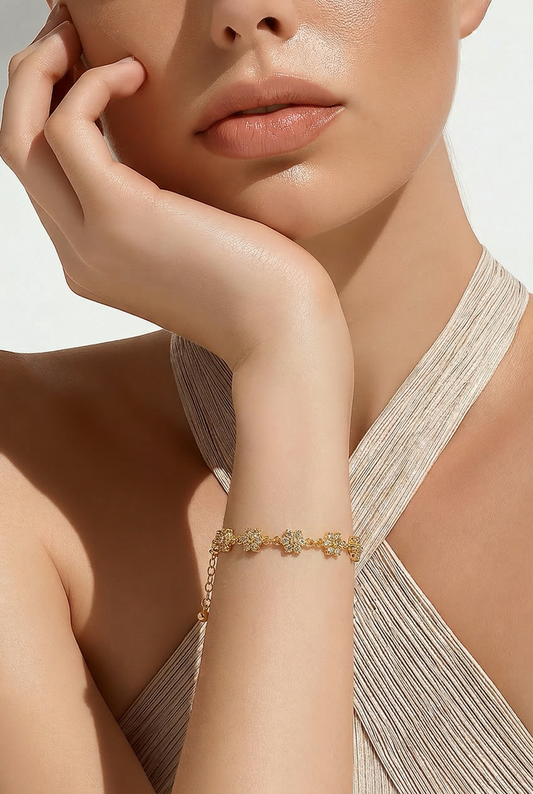 00104 Brazalete Flores y Cristales