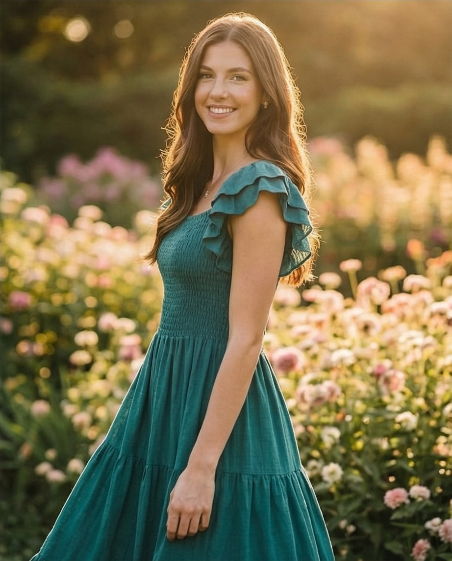 00509 MIDI Dress Alberta Verde Esmeralda