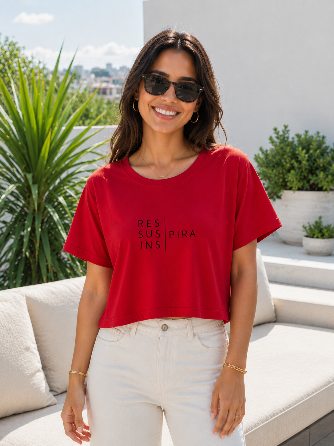 00585 Crop Top Angeline Rojo Respira