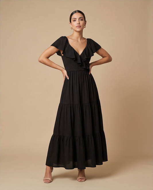 00805 Maxi Dress Cassandra Negro