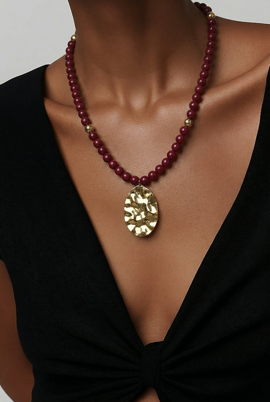 00068 Collar Carmesí Gold ( Zamak + Acero )