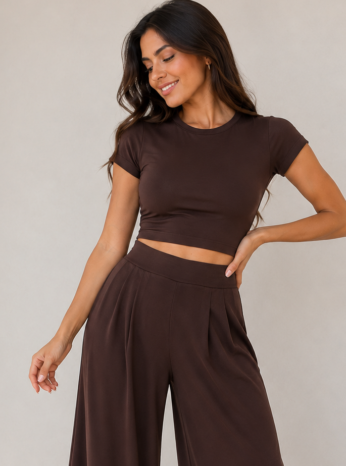 00141 Crop Top Sammy Café Chocolate