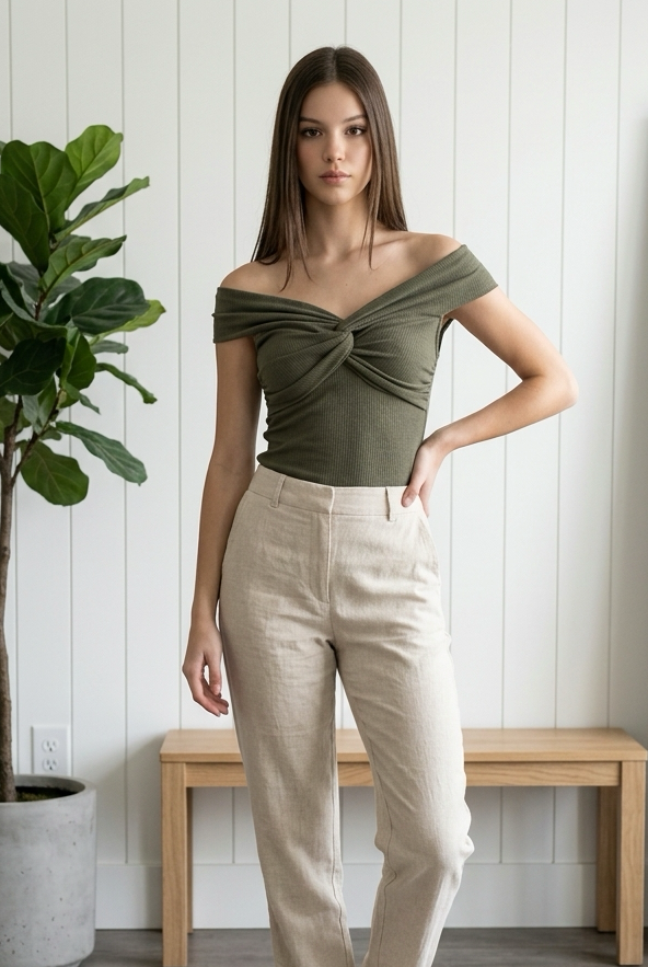 12 Blusa Inquieta Cruzada Verde Oscuro