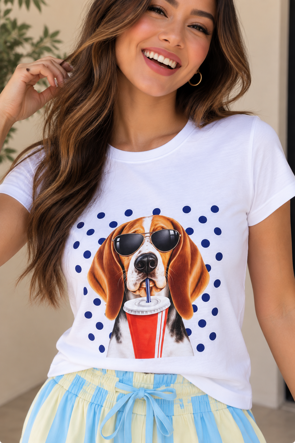 449 Blusa Perro Refresco  Blanca