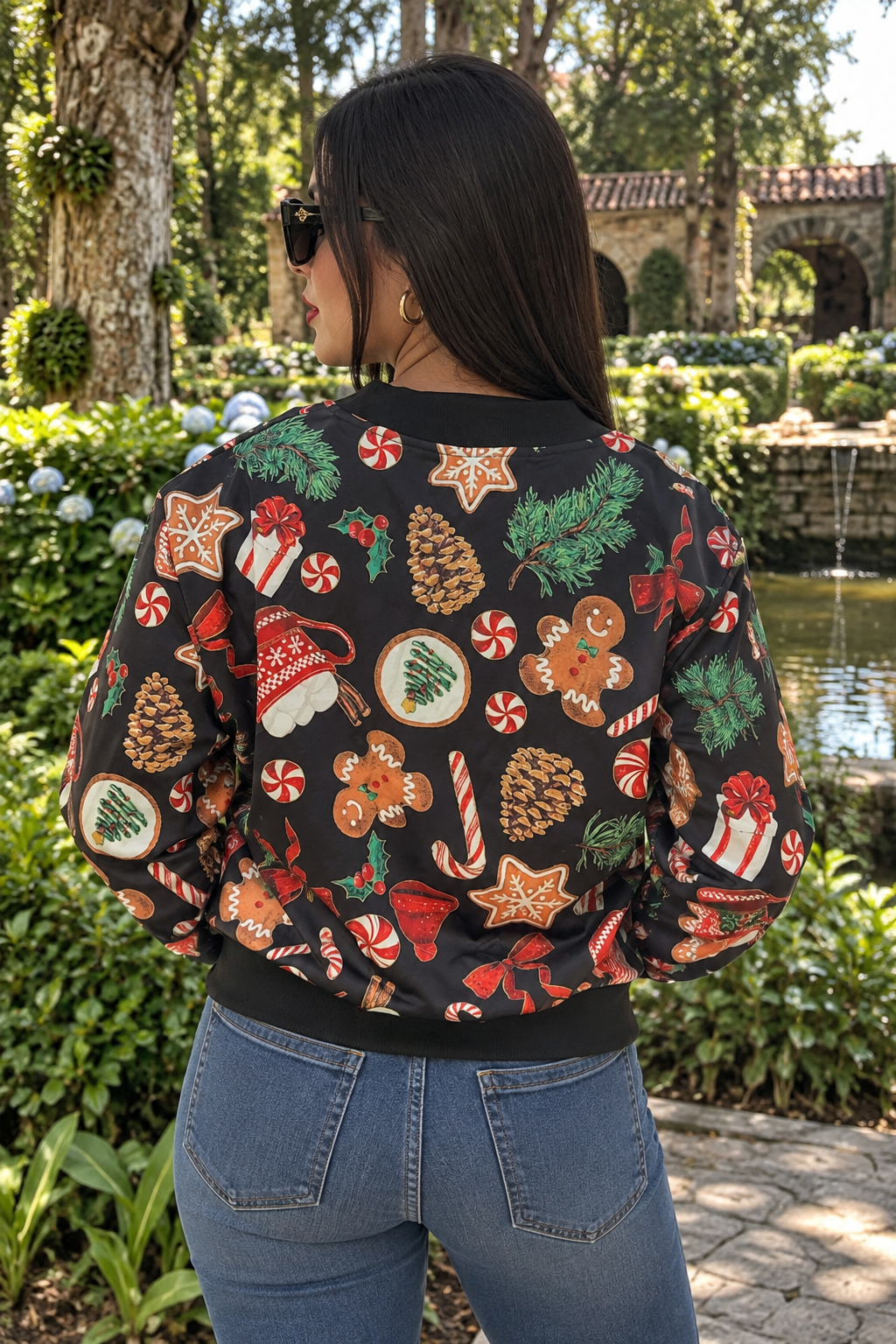 508 Cardigan Corto  Navideño Negro Poliéster