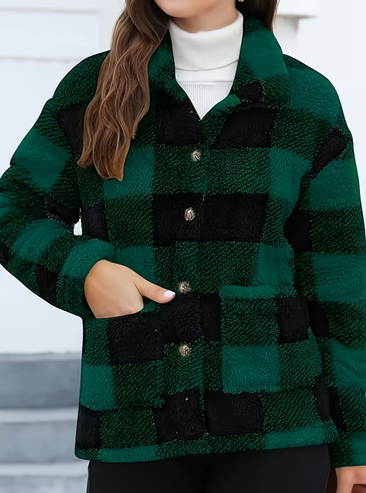454 Abrigo cuadros largo verde / negro ( one size )